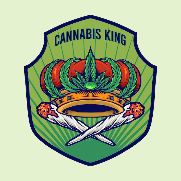 Ilustrações do logotipo do cannabis king crown badge