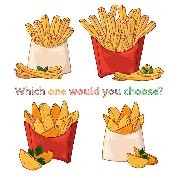 Ilustrações do vetor no tema do fast food: batatas fritas.