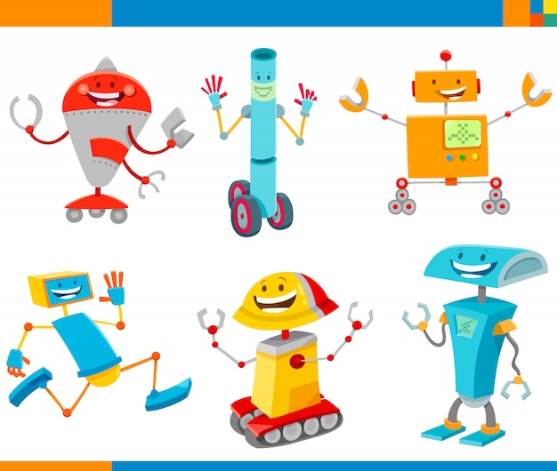 Ilustrações dos desenhos animados do conjunto de personagens de fantasia de robôs