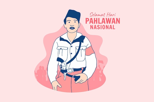 Vetor ilustrações heróis indonésios para o conceito de design do dia dos heróis nacionais indonésios hari pahlawan