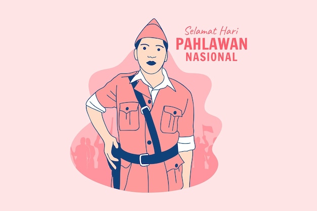 Vetor ilustrações heróis indonésios para o conceito de design do dia dos heróis nacionais indonésios hari pahlawan