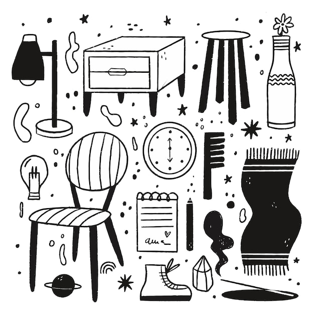 Ilustrações incolores em design plano