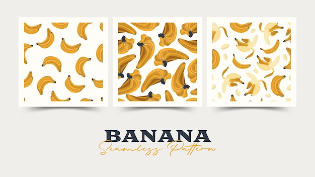 Ilustrações vetoriais de banana. plano de fundo padrão sem emenda. mão desenhar cartoon estilo de design nórdico escandinavo para moda ou interior ou capa ou têxtil.