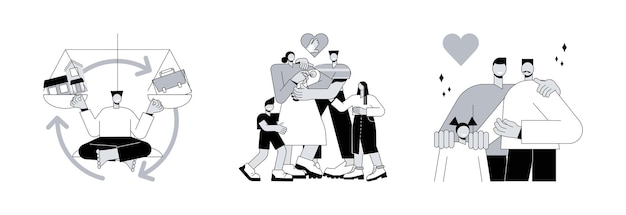 Ilustrações vetoriais de conceito abstrato de família feliz