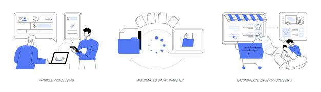 Vetor ilustrações vetoriais de conceito abstrato de processos de negócios automatizados