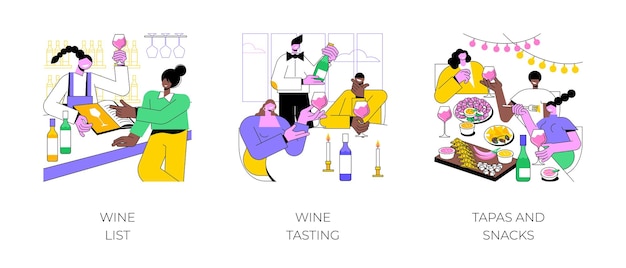 Vetor ilustrações vetoriais de desenhos animados isolados de barras de vinho