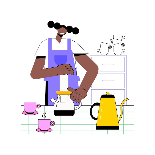 Ilustrações vetoriais de desenhos animados isolados de café aeropress