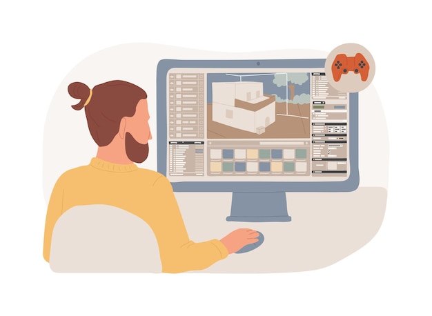 Ilustrações vetoriais de desenhos animados isolados de produção de jogos
