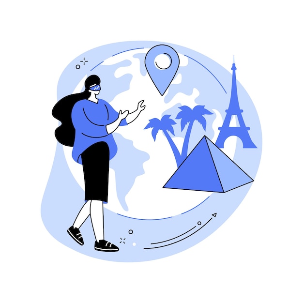Ilustrações vetoriais de desenhos animados isolados de viagem virtual