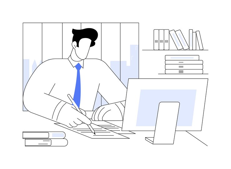 Vetor ilustrações vetoriais de desenhos animados isolados do contador da empresa