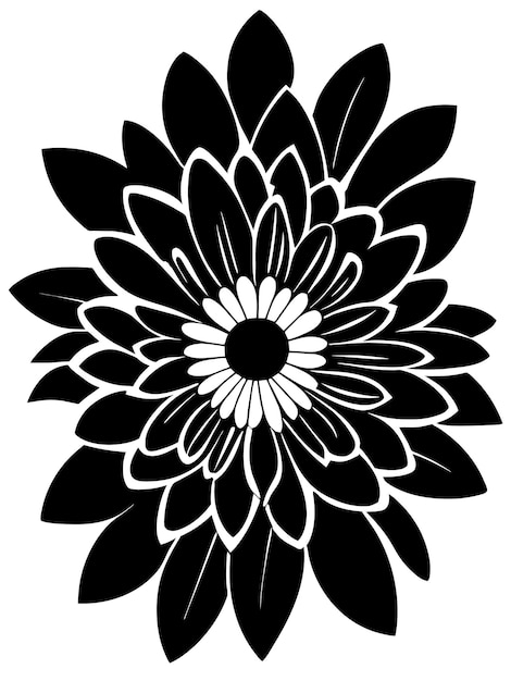 Ilustrações vetoriais de estêncil de silhueta de flores preto e branco