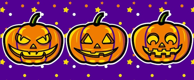 Ilustrações vetoriais de expressões de abóboras de halloween