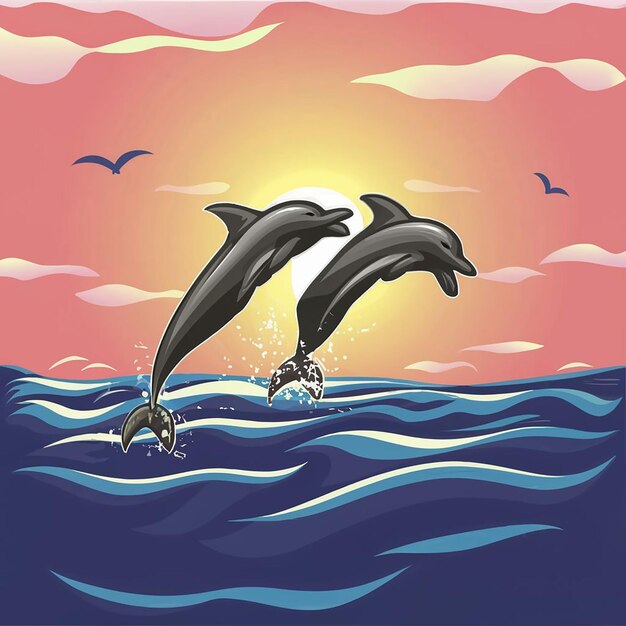 Ilustrações vetoriais de golfinhos