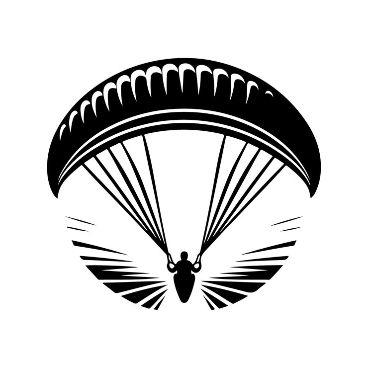 Vetor ilustrações vetoriais de silhueta de parapente perfeitas para desenhos de aventura e ao ar livre