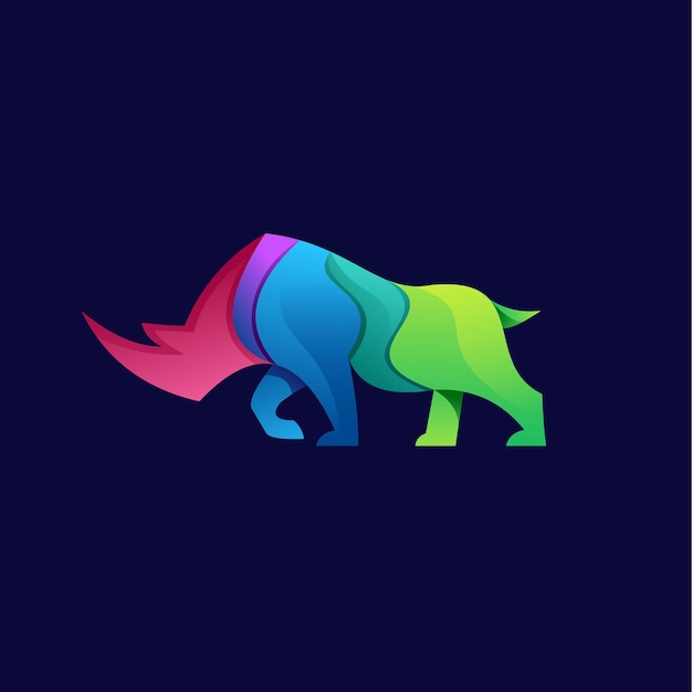 Ilustrador colorido gradiente do logotipo do animal bull