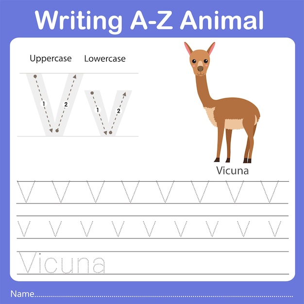 ilustrador da escrita az animal vicuna