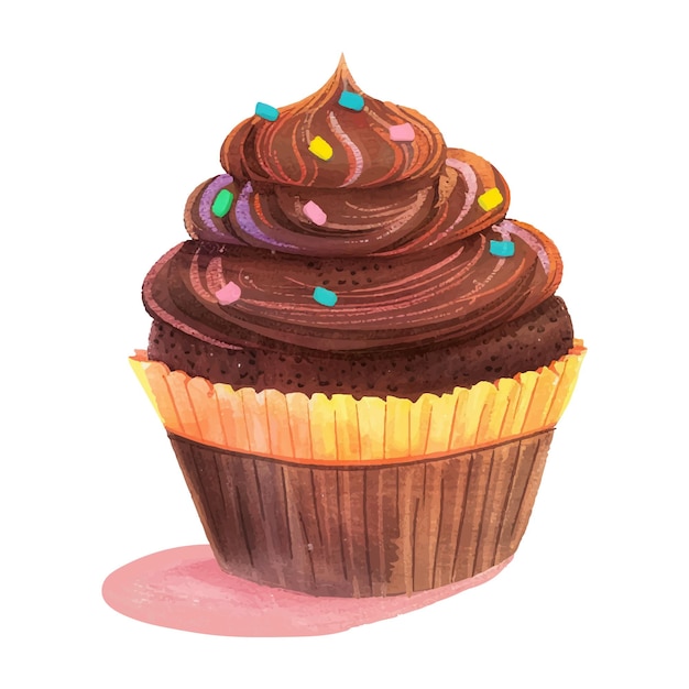 Ilustrador de cor de água de bolo de chocolate 16