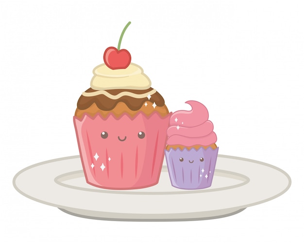 Ilustrador de desenhos animados de sobremesa Cupcake