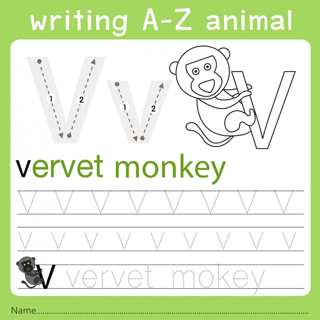 Ilustrador de escrever az animal v