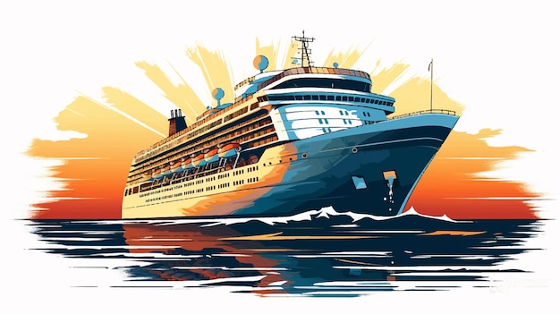 ilustrador de navio no mar