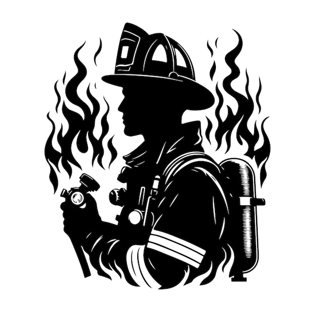 Vetor ilustrador de silhueta vetorial de bombeiros