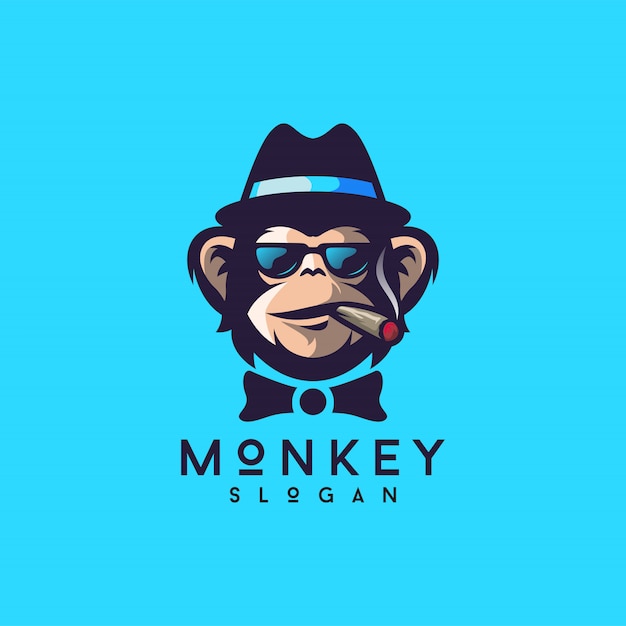 Ilustrador de vetor de design de logotipo legal macaco