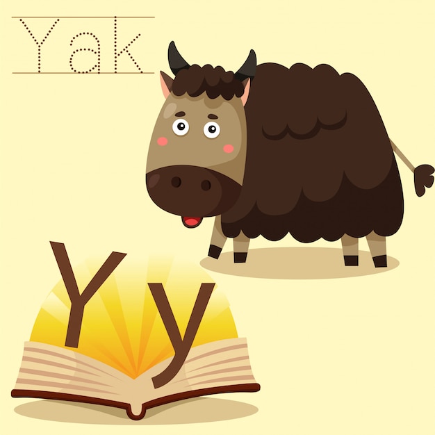 Ilustrador de y para vocabulário yak