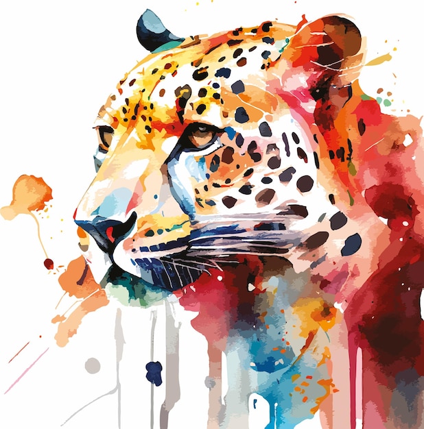 Vetor ilustrador vetorial de aquarela de onça e leopardo