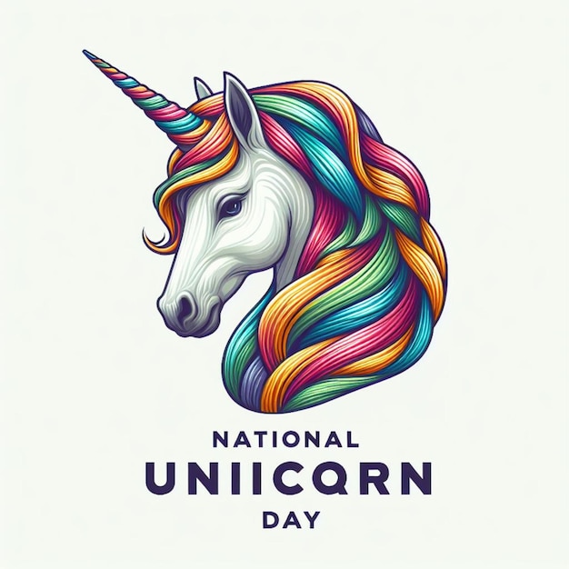 Ilustrar o Vector National Unicorn Day Post para as mídias sociais