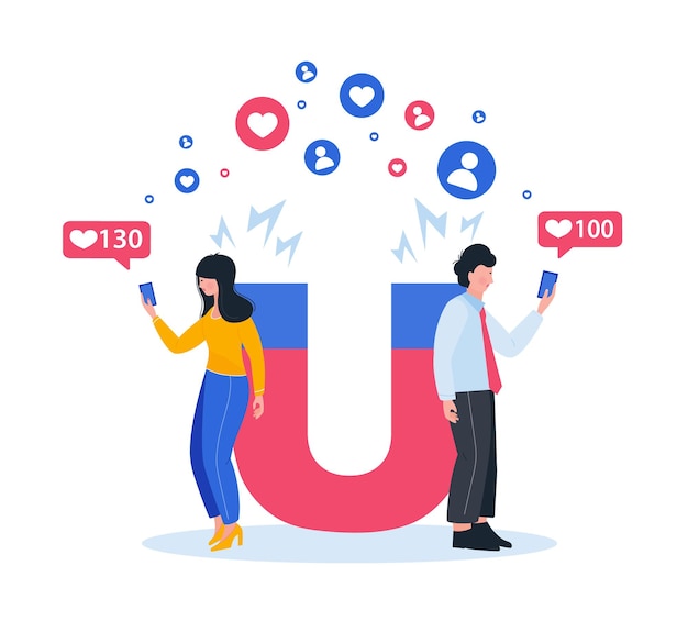 Ímã de marketing engajando seguidores