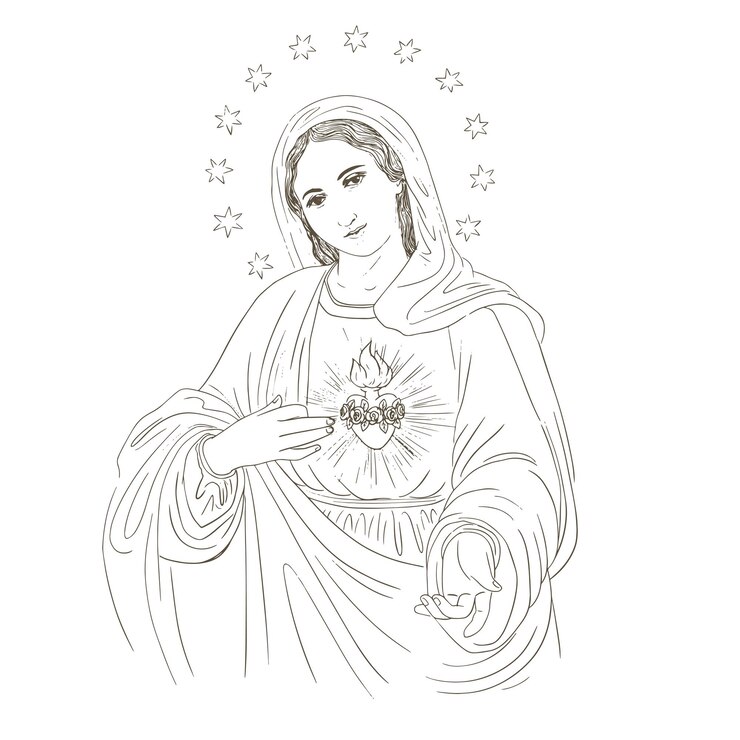 Vetor imaculado coração de maria ilustração