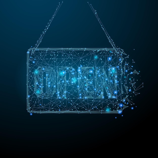 Imagem abstrata de um tablet aberto azul na forma de um céu estrelado ou espaço arte vetorial de negócios