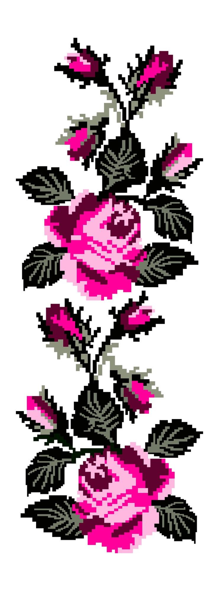 Vetor imagem colorida de flores rosas usando elementos de bordado tradicional ucraniano