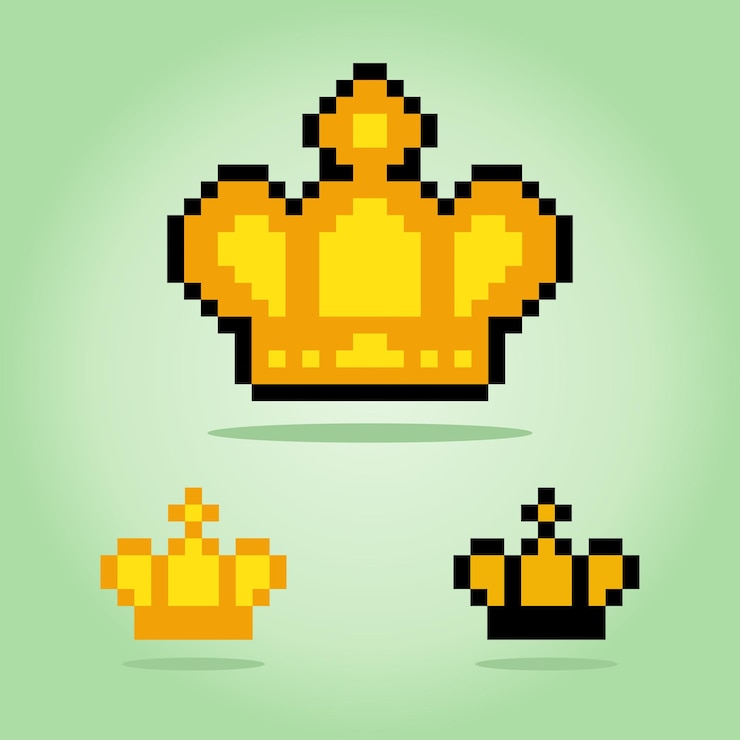 Vetor imagem de ativos de jogo de coroa de pixel de 8 bits em ilustração vetorial para jogos retrô