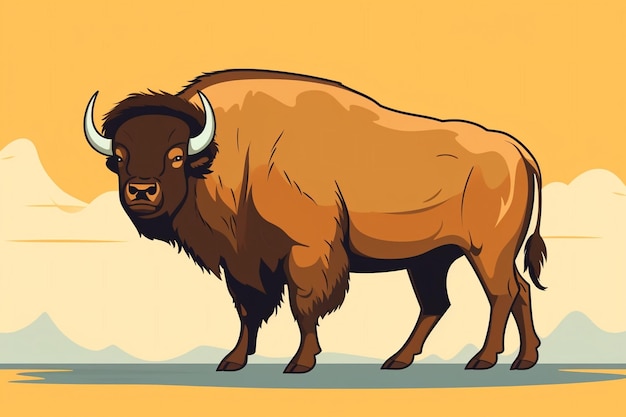 Vetor imagem de buffalo de desenho animado