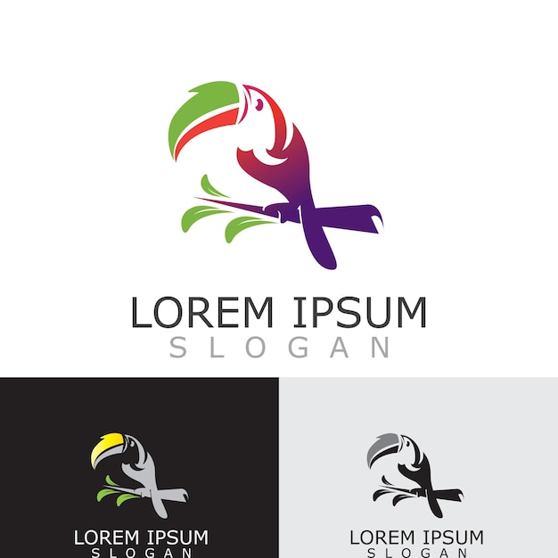 Imagem de design de logotipo simples tucano ilustração vetorial de pássaro