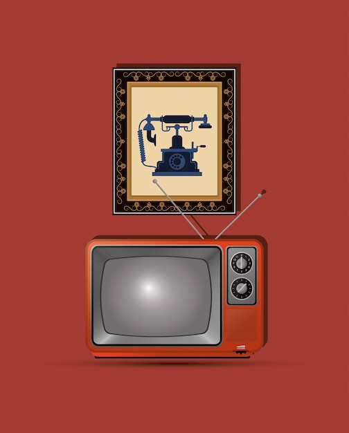 Imagem de emblema de tv retrô