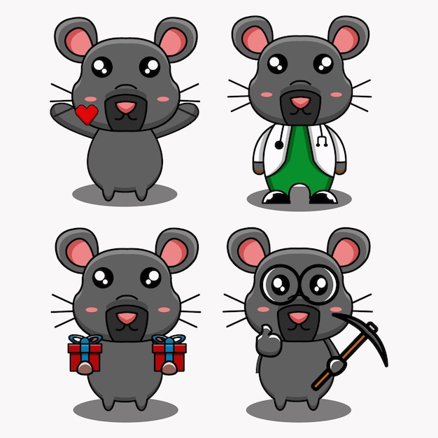 Imagem de feixe simples de médico de rato colorido por profissão carregando presentes vetor trabalhador da construção