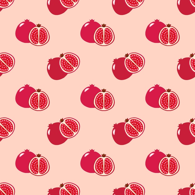 Imagem de fundo sem emenda colorida fruta tropical romã vermelha