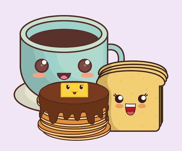 Imagem de ícone de comida de café da manhã kawaii