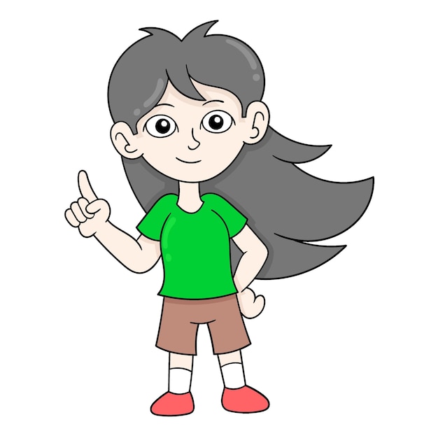 Imagem de ícone de doodle de garota de cabelo comprido tomboy kawaii