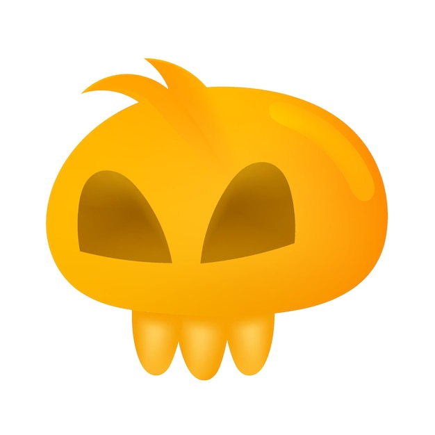Vetor imagem de ícone de rabisco de caveira assustadora tridimensional kawaii