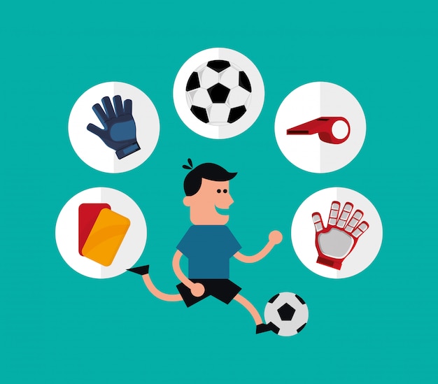 Vetor imagem de ícones relacionados futebol futebol