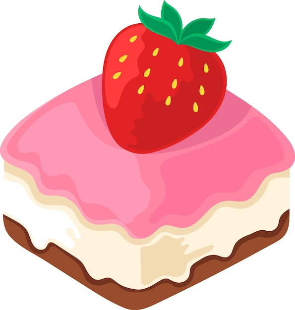 Vetor imagem de ilustração de comida bolo de tarte com creme de baunilha de morango e cobertura de morango