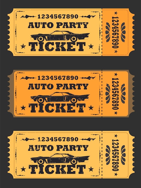 Imagem de ingressos e cupons de festa de carro