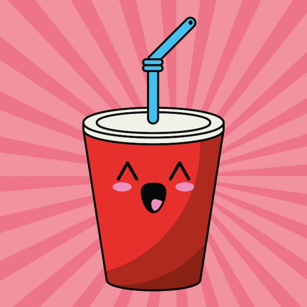 Vetor imagem de palha de soda kawaii cup