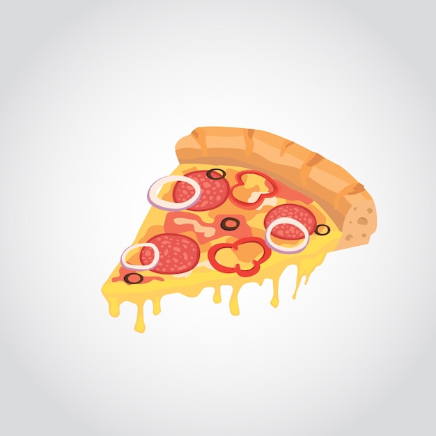 Vetor imagem de pizzas criativas. uma fatia de pizza para a concepção de publicidade da sua restauração. pepperoni de ilustração dos desenhos animados.
