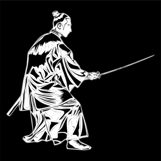 Vetor imagem de silhueta de um samurai adequada para imagens de guia símbolos cartazes e desenhos de camisetas