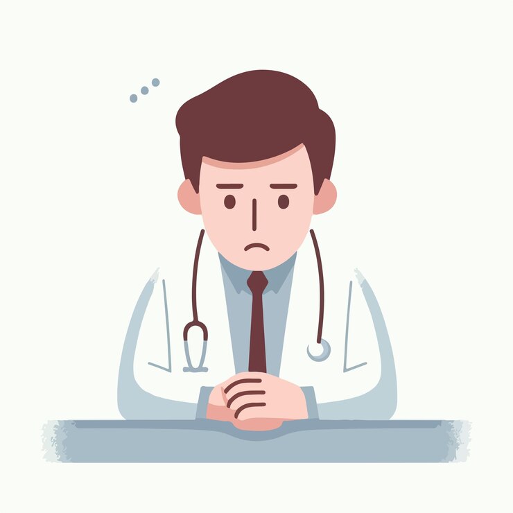Vetor imagem de um homem sentindo-se triste com um design plano simples e minimalista