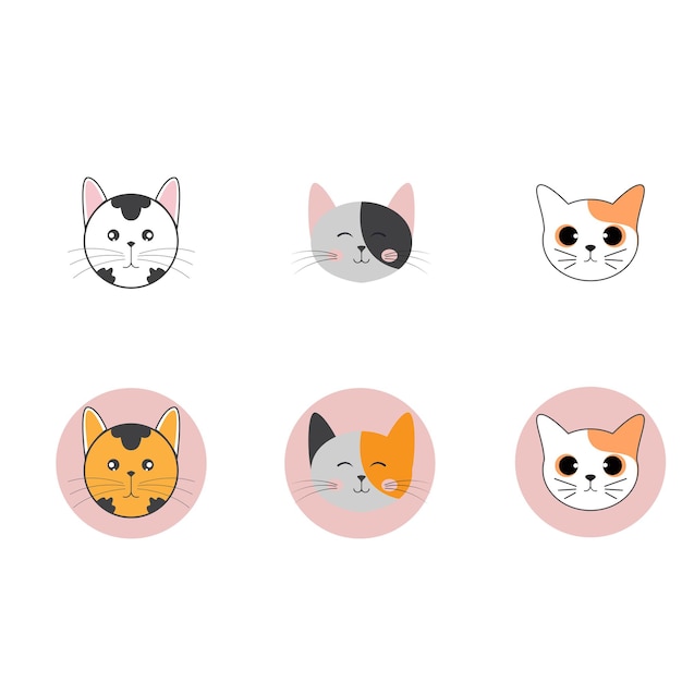 Cabeça de gato fofa logotipo dos desenhos animados cabeça de gato